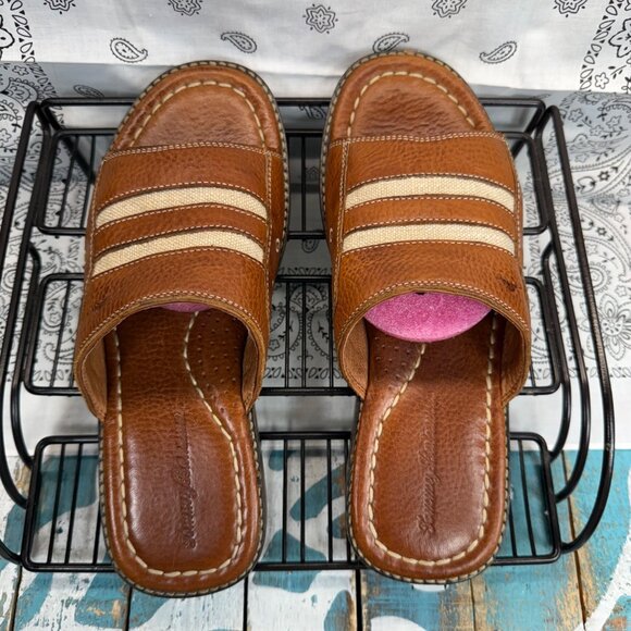 Tommy Bahama Anchors Away Leather Slide/Sandals Mens size 8M Tan EUC main image 10